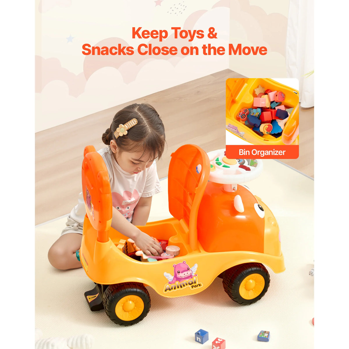 Ride On Push Car With Horn Music For Toddlers Boys Girls Foot To Floor