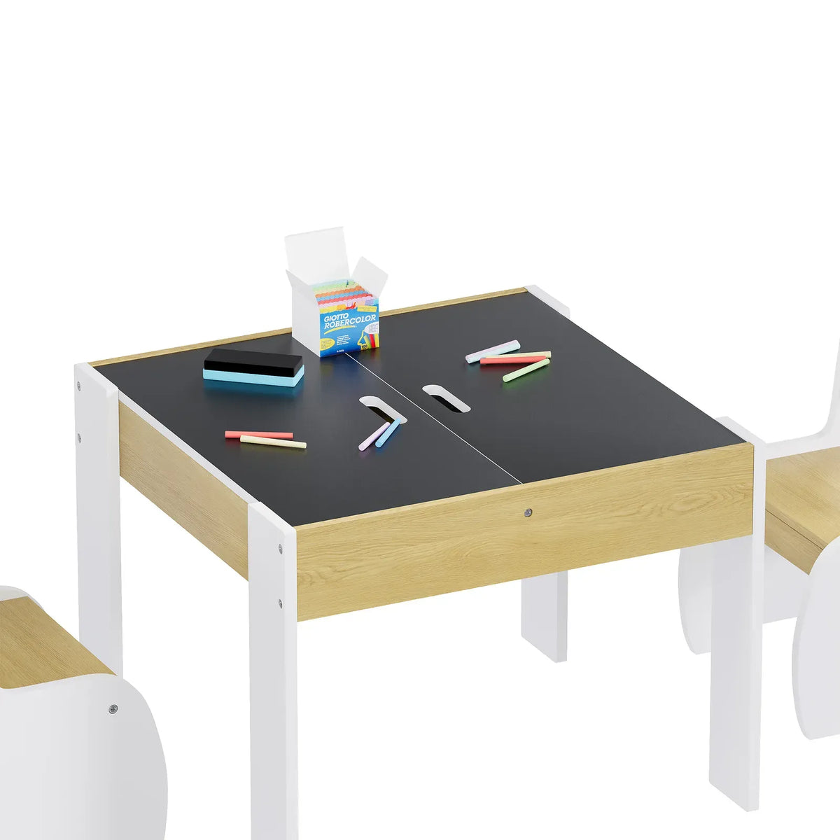 Kids Table and Chairs Set 3 Piece with Storage White