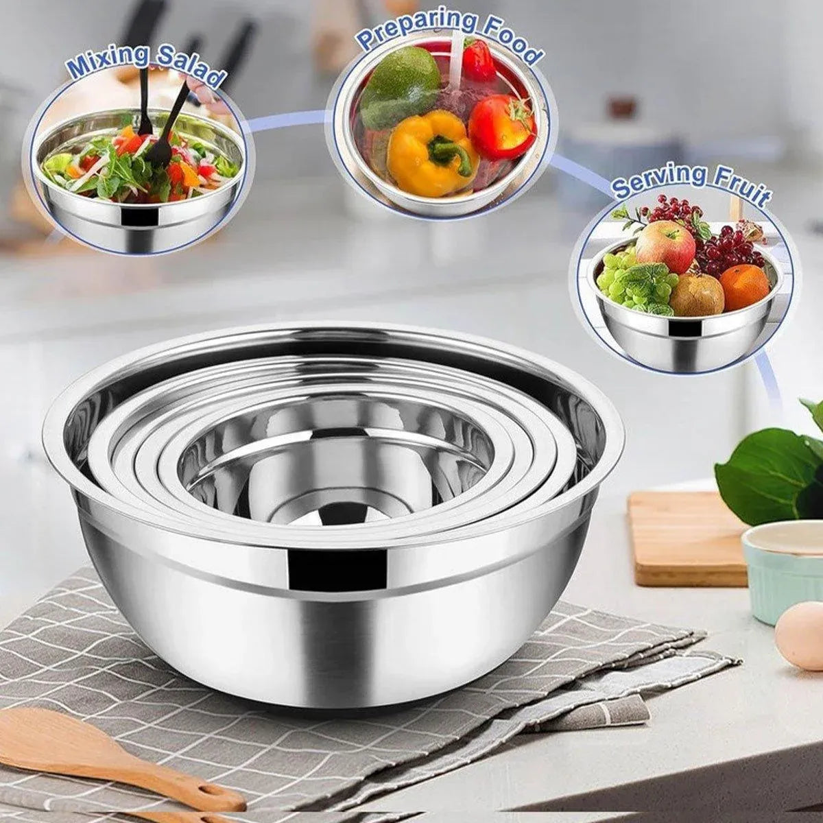 Nesting Mixing Bowl Set with Lids 5 Piece