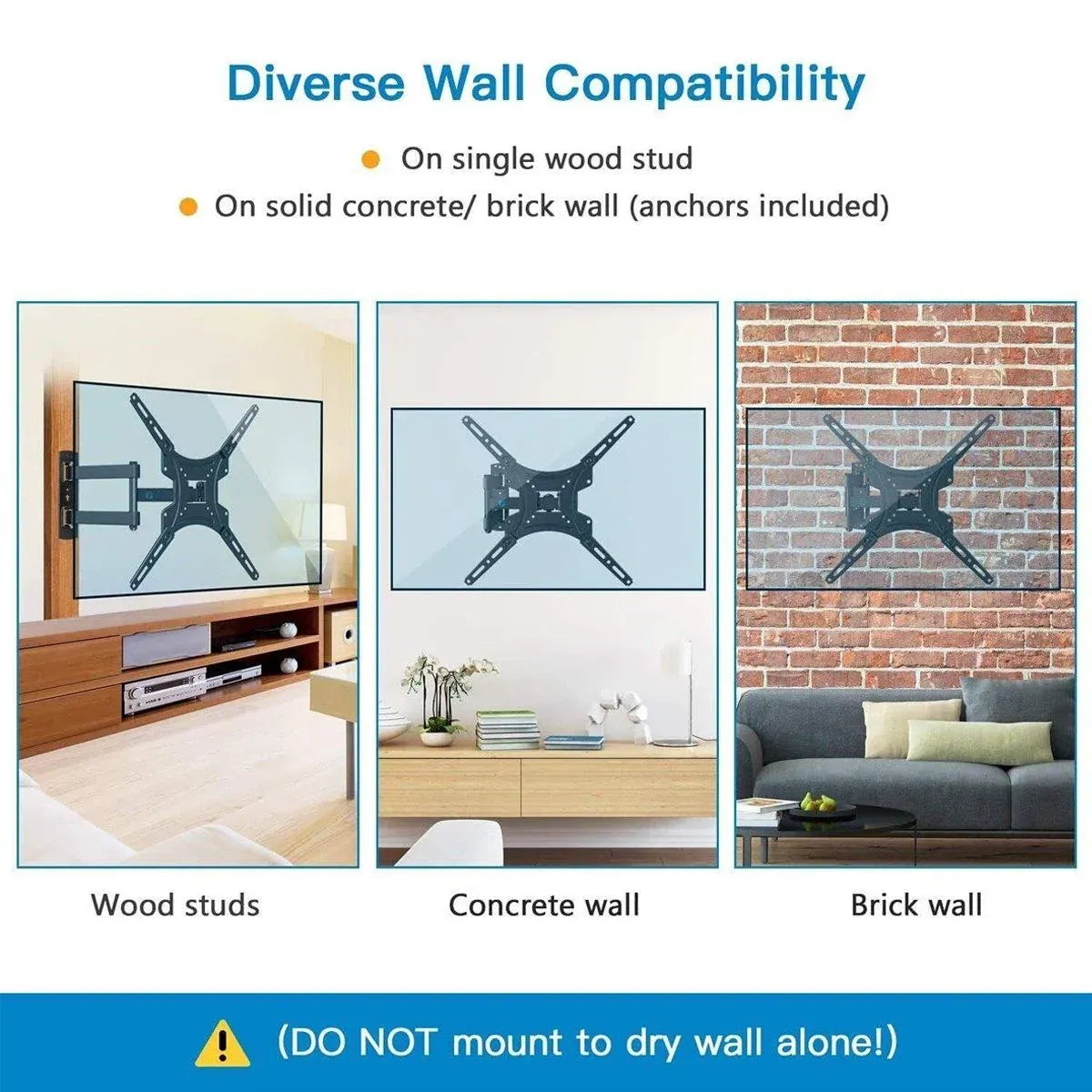 Full Motion TV Wall Mount Bracket for 32 to 55 Inch TVs