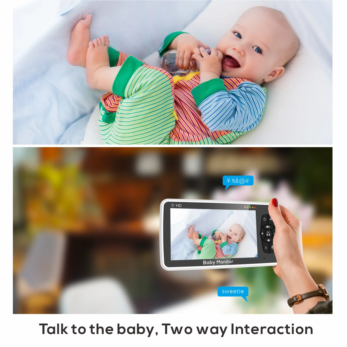 Video Baby Monitor with 5-Inch Screen – 4X Zoom | 22-Hour Battery | 1000ft Range | 2-Way Audio | Temperature Sensor & Lullaby