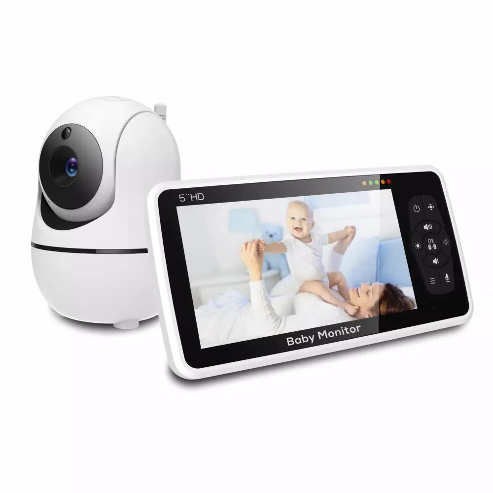 Video Baby Monitor with 5-Inch Screen – 4X Zoom | 22-Hour Battery | 1000ft Range | 2-Way Audio | Temperature Sensor & Lullaby