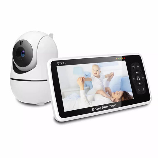 Video Baby Monitor with 5-Inch Screen – 4X Zoom | 22-Hour Battery | 1000ft Range | 2-Way Audio | Temperature Sensor & Lullaby