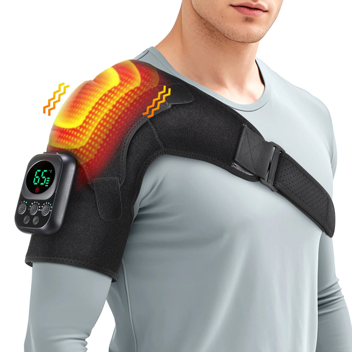 Electric Heated Shoulder Brace – Adjustable Temperature & Vibration | Muscle Relief & Blood Circulation | Men & Women