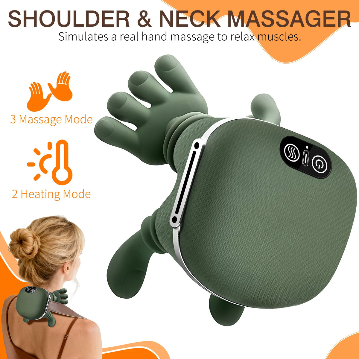 Neck Shoulder Massager With Heat Kneading Wireless 3 Level Body Massage Tool