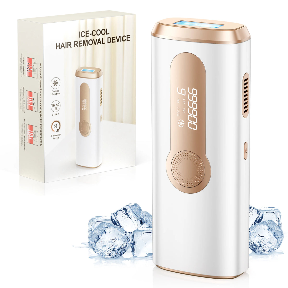 IPL Hair Removal Device – Ice-Cooling, 3-in-1, 16J, Painless, For Men & Women