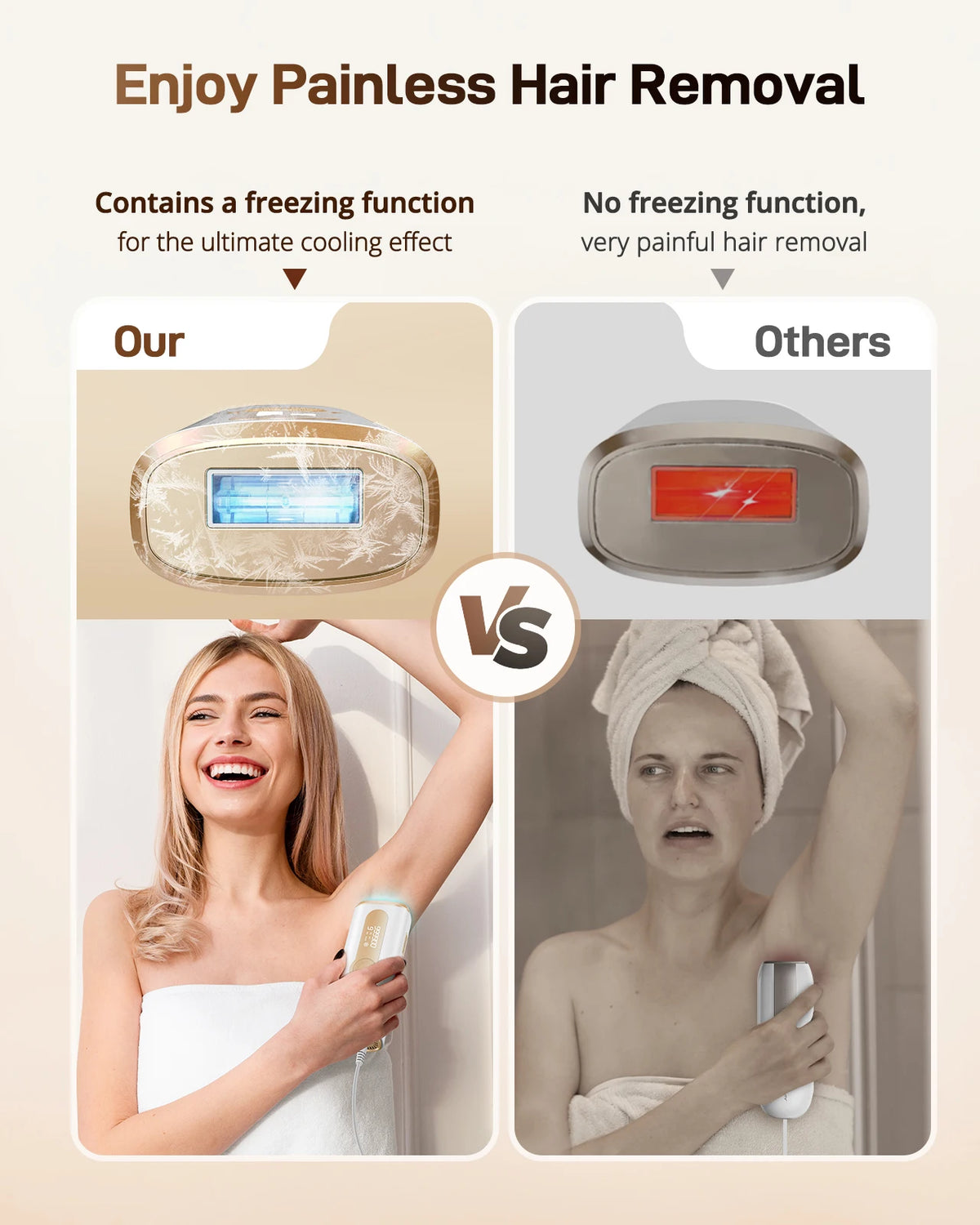 IPL Hair Removal Device – Ice-Cooling, 3-in-1, 16J, Painless, For Men & Women