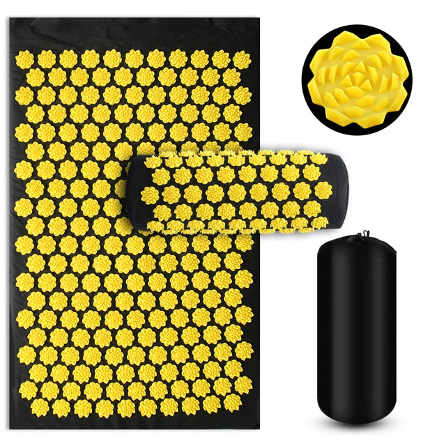 Acupressure Mat & Pillow Set – Yoga & Fitness | Spike Massage for Back, Neck & Foot Relief | Kuznetsov Applicator