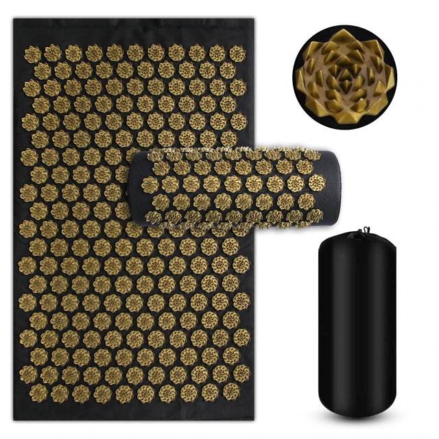 Acupressure Mat & Pillow Set – Yoga & Fitness | Spike Massage for Back, Neck & Foot Relief | Kuznetsov Applicator
