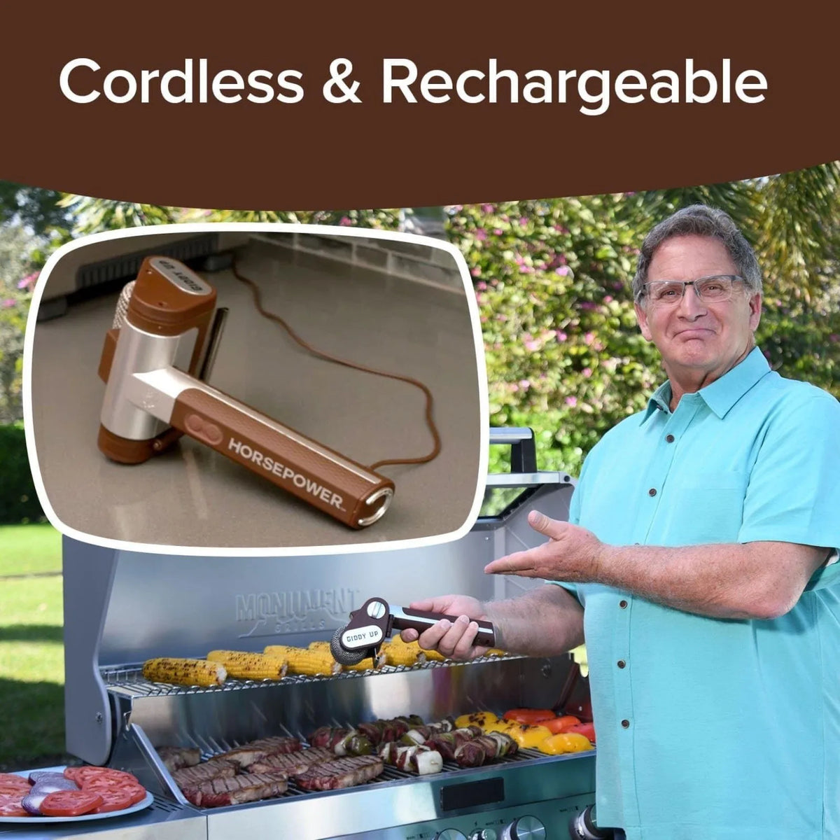 Electric Bristle-Free BBQ Grill Cleaning Brush with Spinning Roller