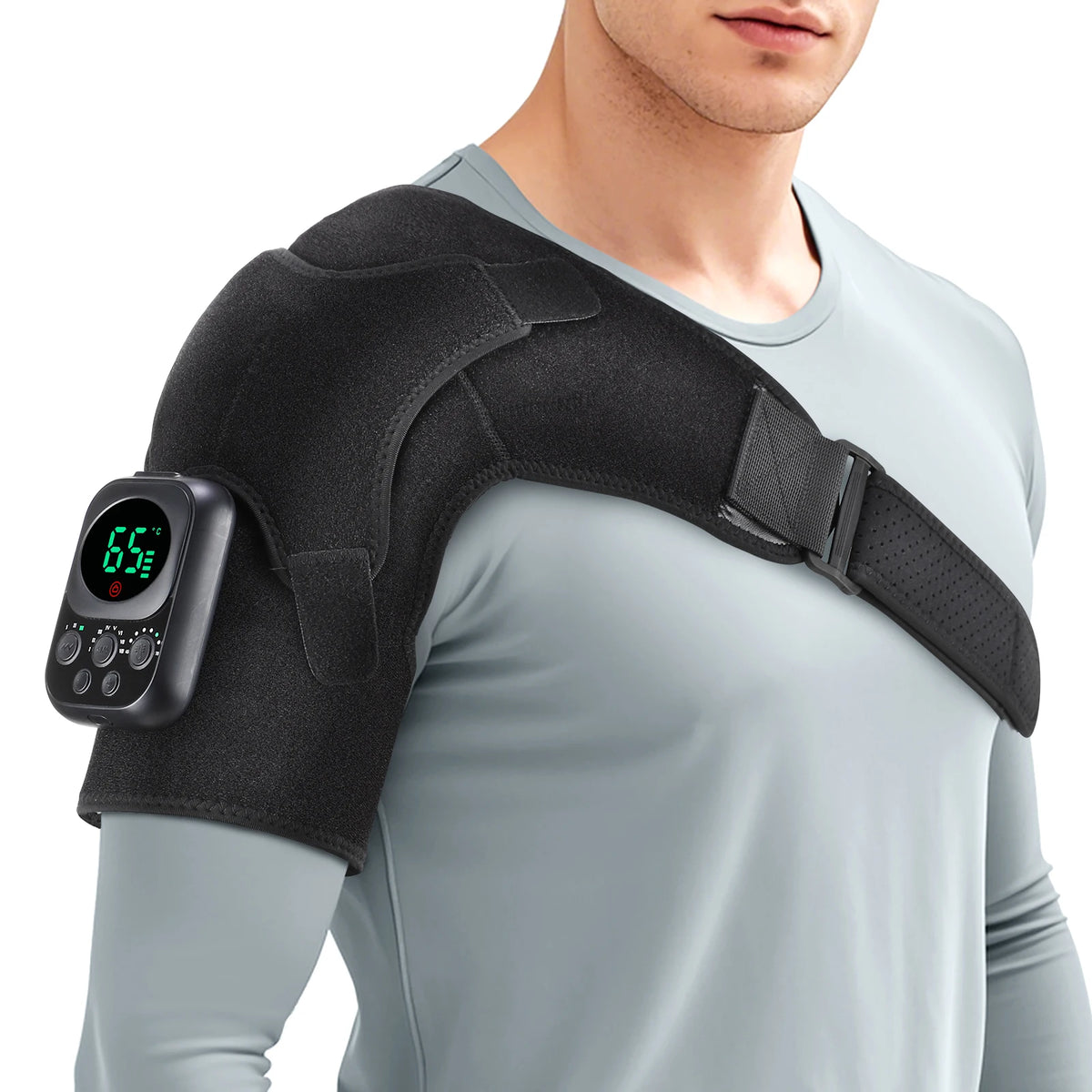 Electric Heated Shoulder Brace – Adjustable Temperature & Vibration | Muscle Relief & Blood Circulation | Men & Women