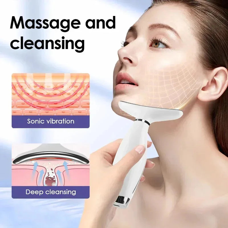 LED Light Therapy Face Neck Massager 7 Colours Vibration Skin Care Tool