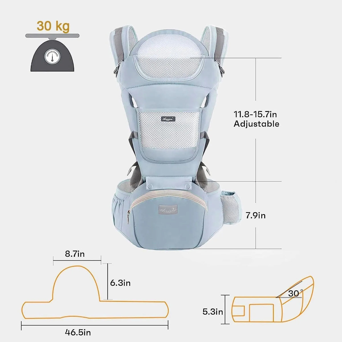 6-in-1 Baby Carrier With Hip Seat Adjustable For Newborn Toddler 3-36 Months