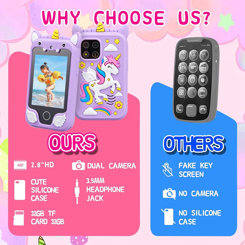 Kids Smart Camera & MP3 Player – Touchscreen | Unicorn Design | Educational Toy for Girls & Boys Age 3–8