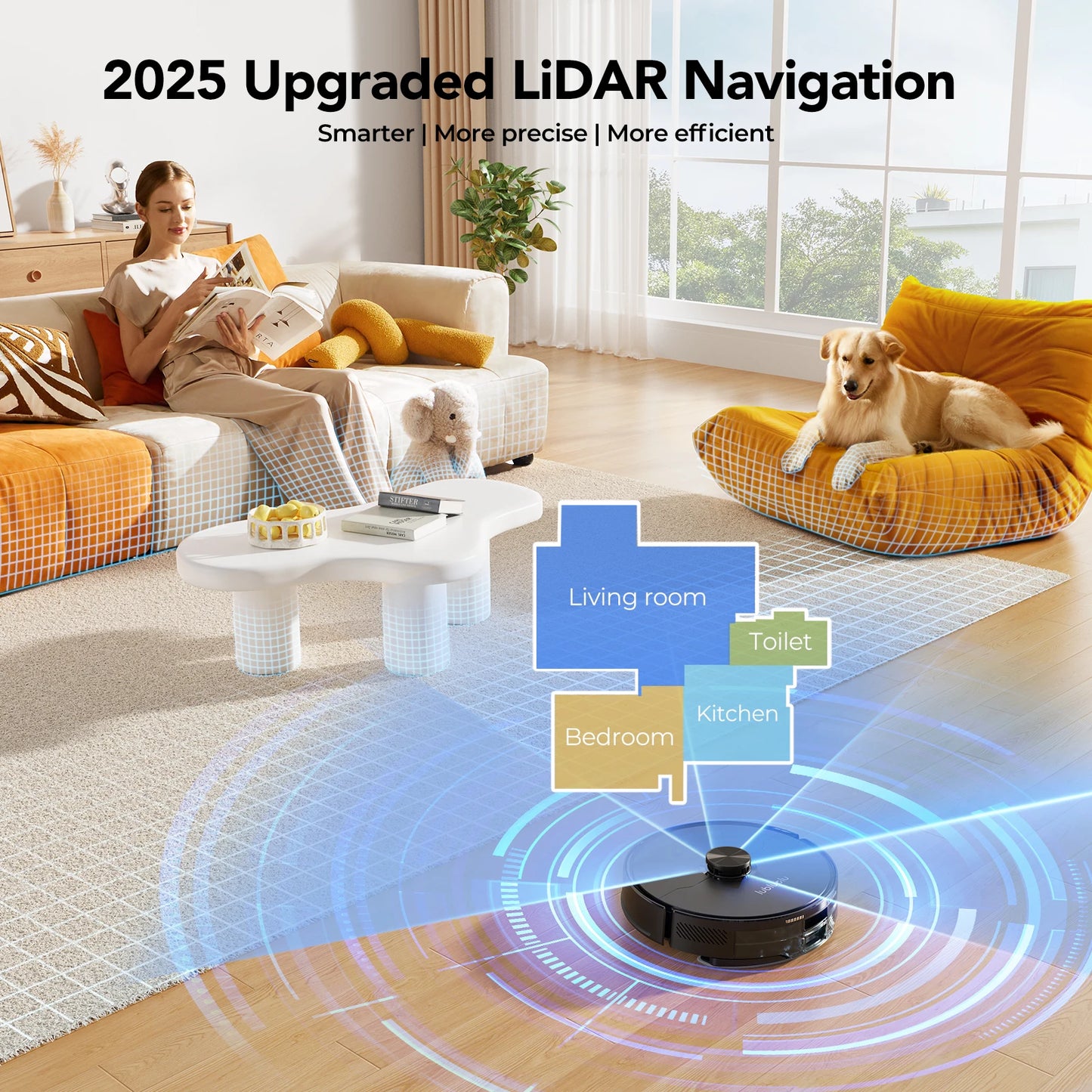 Robot Vacuum & Mop Combo with Auto-Empty Station – 5500Pa Suction, Laser Navigation & 5-Map Smart Zoning | Hard Floors & Carpet