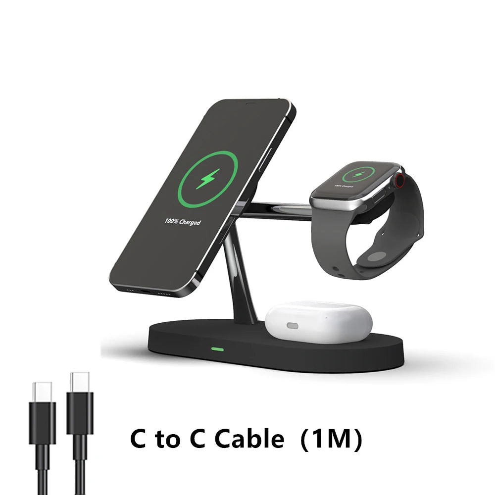 3-in-1 Wireless Charging Station – Fast Charge for iPhone, Apple Watch & AirPods | Compatible with iPhone 12–17