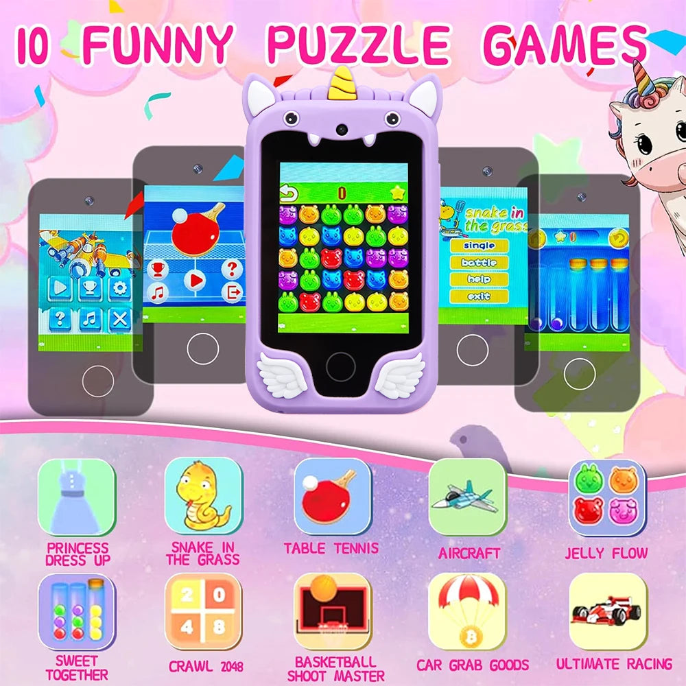 Kids Smart Camera & MP3 Player – Touchscreen | Unicorn Design | Educational Toy for Girls & Boys Age 3–8