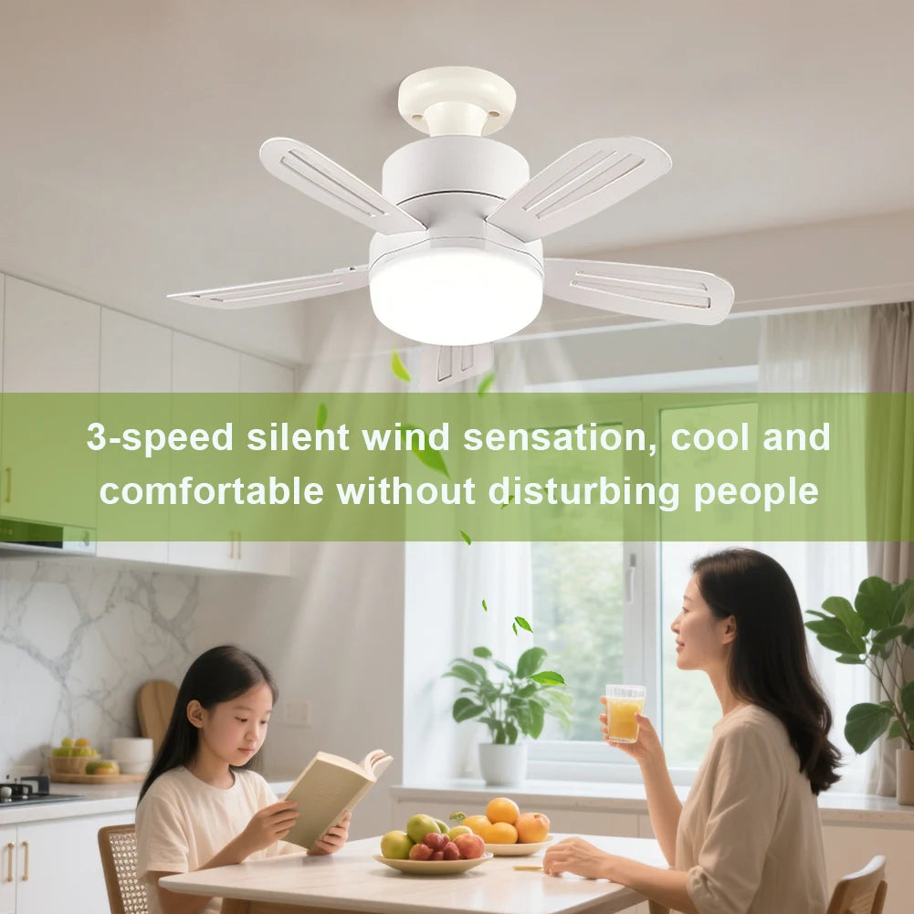 2-in-1 Ceiling Fan with Dimmable LED Light – 3 Speed Settings & Remote Control | Silent Motor | Bedroom, Dining & Living Room
