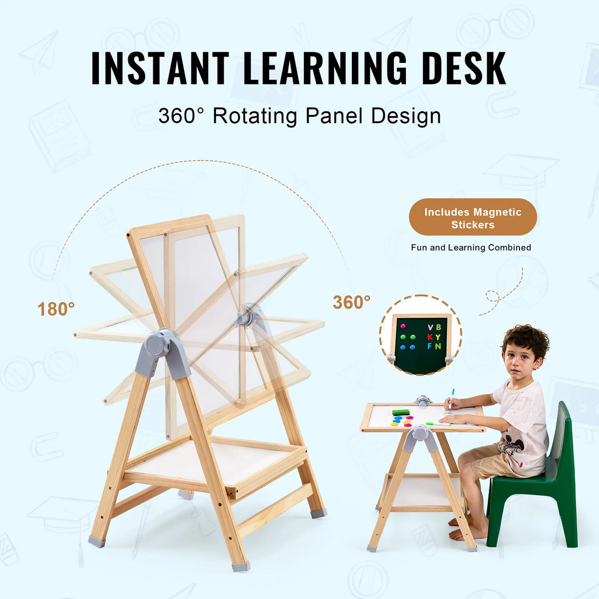 Standing Magnetic Drawing Board Art Easel With Accessories For Kids