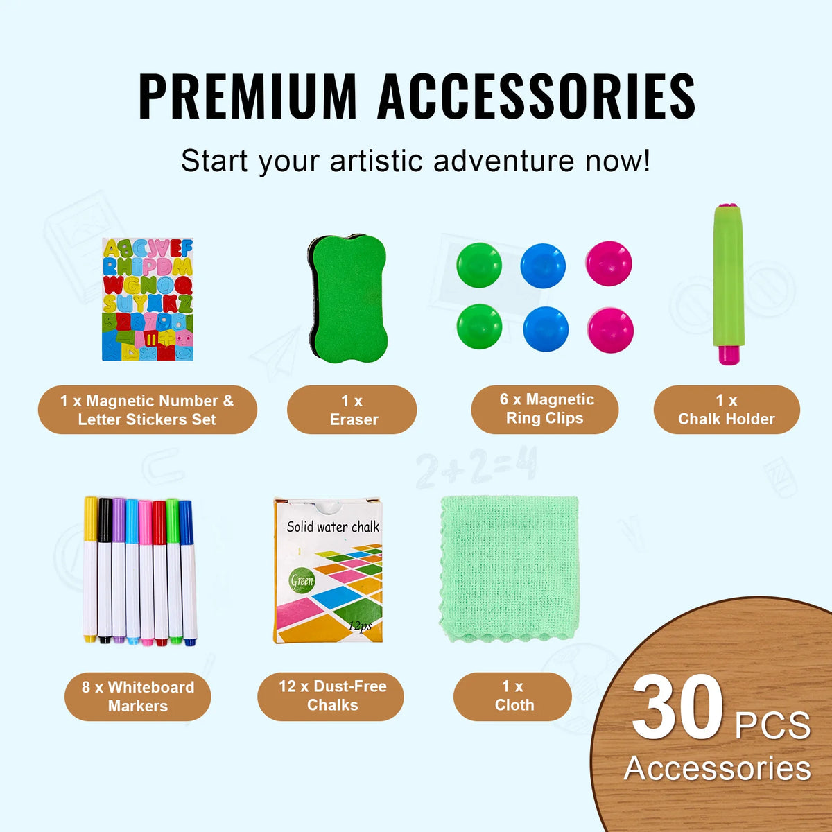Standing Magnetic Drawing Board Art Easel With Accessories For Kids