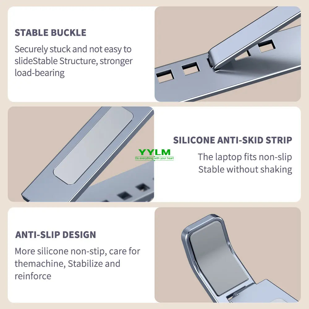 Aluminum Laptop Stand Adjustable Portable Foldable Notebook Holder Cooling