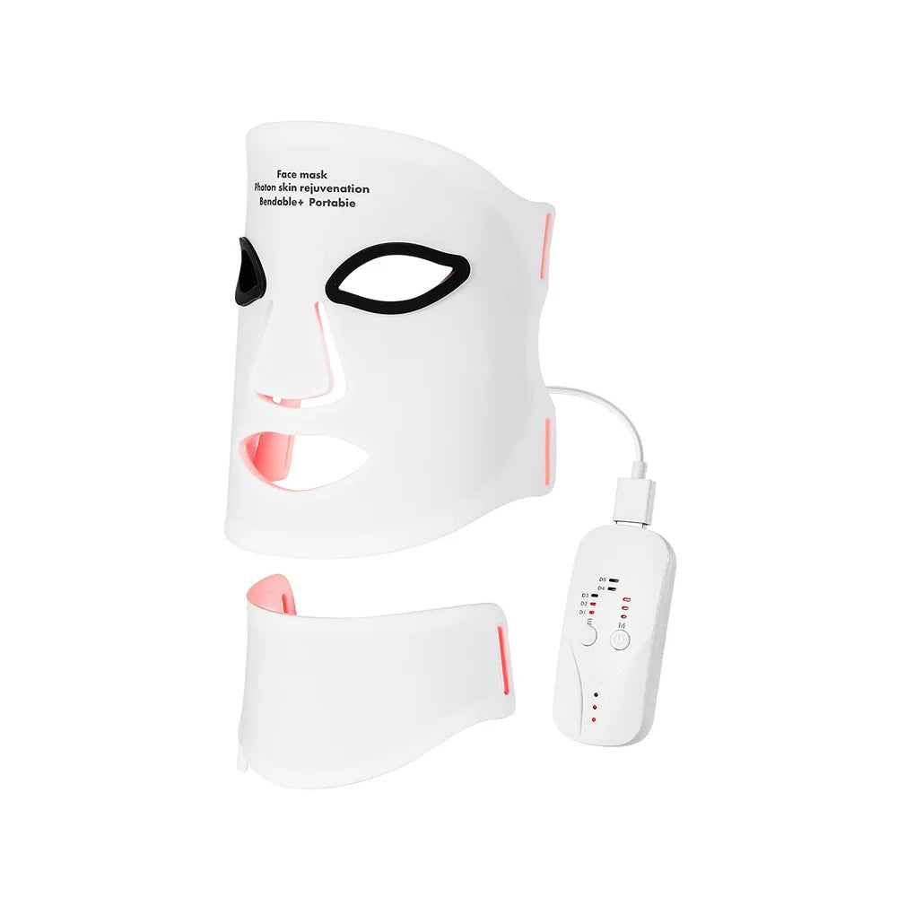 Silicone LED Face & Neck Mask – 7 Colour Photon Therapy | Red Light & Infrared | Wireless & Flexible | Skin Repair