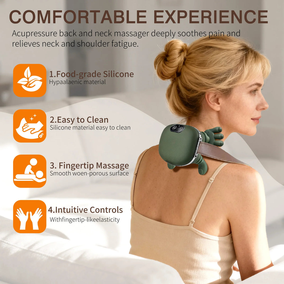 Neck Shoulder Massager With Heat Kneading Wireless 3 Level Body Massage Tool