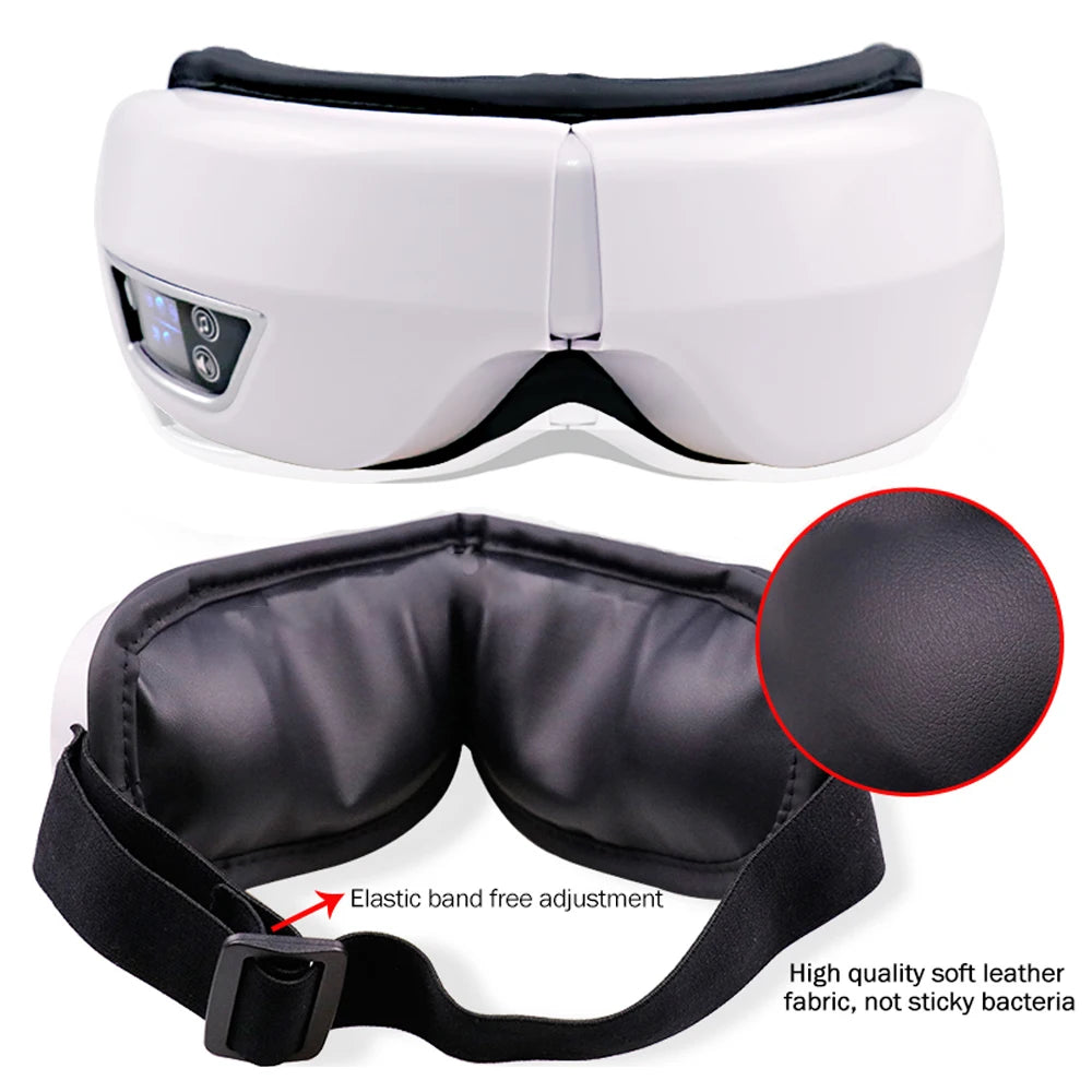 Smart Eye Massager – Airbag Compression, Heat & Vibration | Bluetooth Music | Fatigue Relief & Sleep Aid