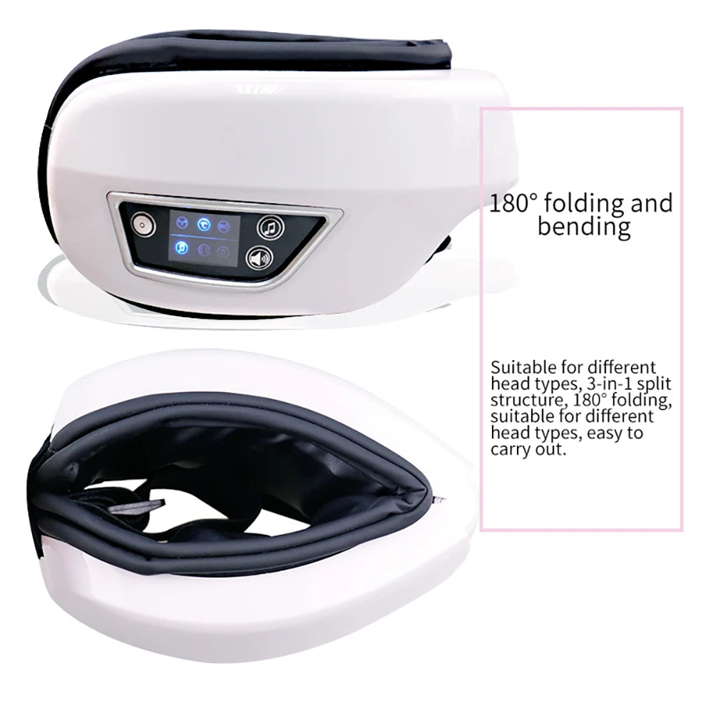 Smart Eye Massager – Airbag Compression, Heat & Vibration | Bluetooth Music | Fatigue Relief & Sleep Aid