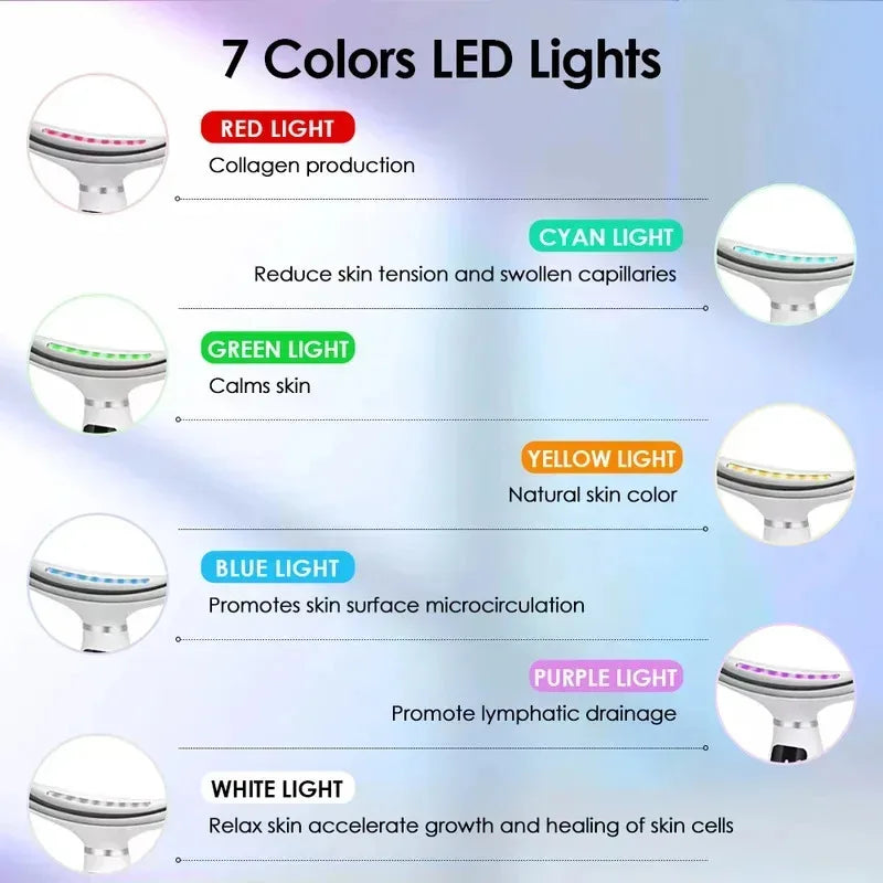 LED Light Therapy Face Neck Massager 7 Colours Vibration Skin Care Tool