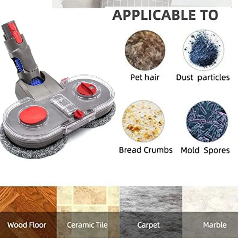 Electric Mop Attachment for Dyson V7/V8/V10/V11/V15 – Detachable Water Tank + 6 Mop Pads