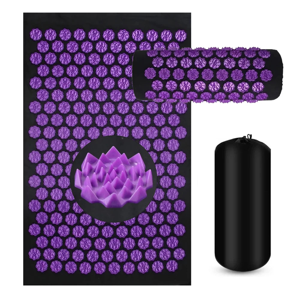 Acupressure Mat & Pillow Set – Yoga & Fitness | Spike Massage for Back, Neck & Foot Relief | Kuznetsov Applicator