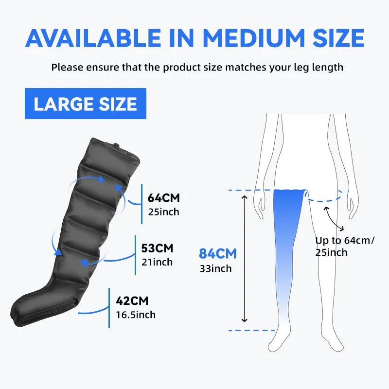 Electric Leg & Foot Massager – Pneumatic Compression | Thighs, Calves & Feet | Remote Control | Deep Relaxation