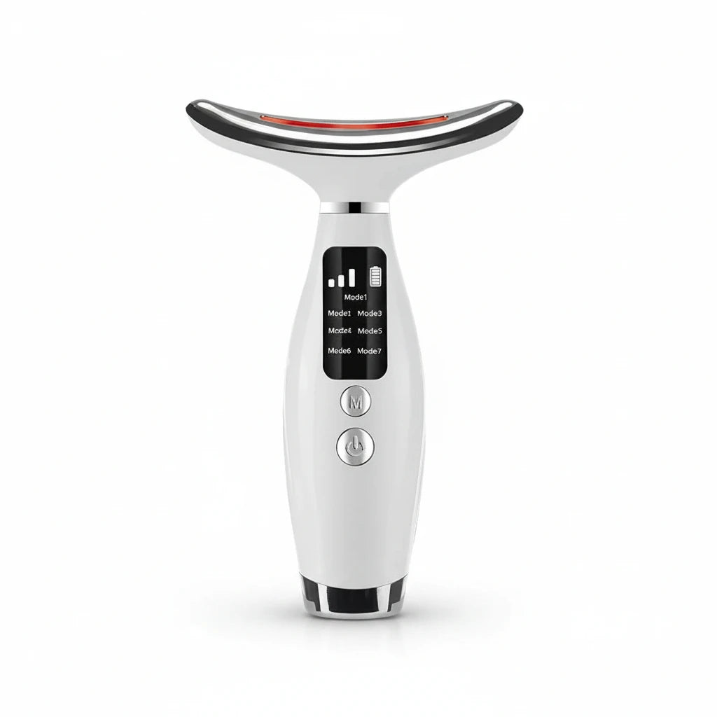LED Light Therapy Face Neck Massager 7 Colours Vibration Skin Care Tool