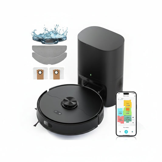 Robot Vacuum & Mop Combo with Auto-Empty Station – 5500Pa Suction, Laser Navigation & 5-Map Smart Zoning | Hard Floors & Carpet
