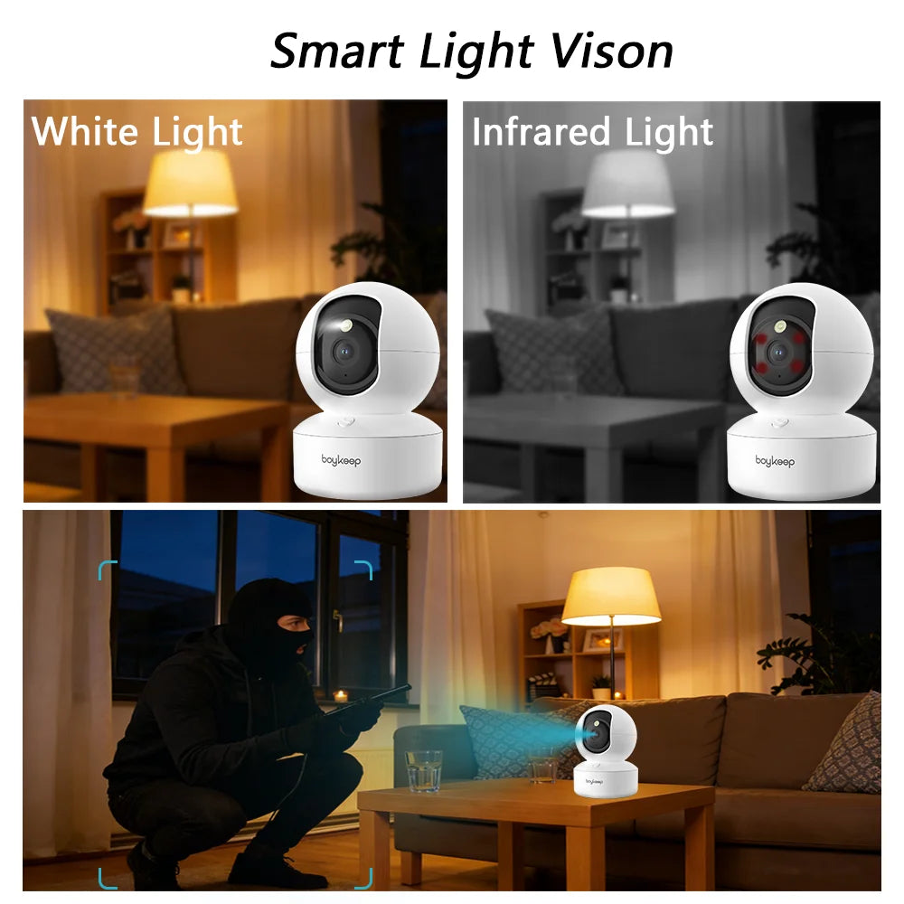Smart WiFi Security Camera 2K Dual Band Indoor 360 PTZ Night Vision Audio