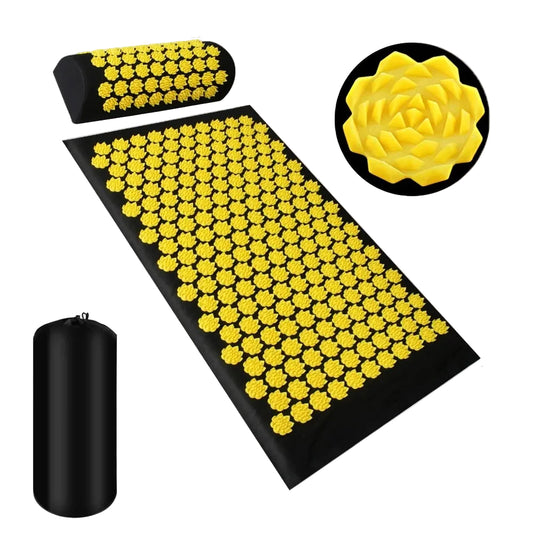 Acupressure Mat & Pillow Set – Yoga & Fitness | Spike Massage for Back, Neck & Foot Relief | Kuznetsov Applicator