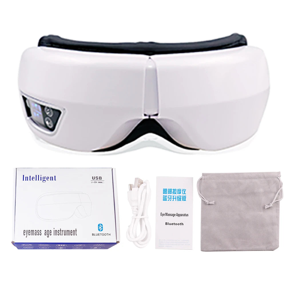 Smart Eye Massager – Airbag Compression, Heat & Vibration | Bluetooth Music | Fatigue Relief & Sleep Aid