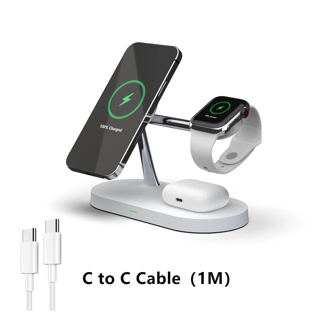3-in-1 Wireless Charging Station – Fast Charge for iPhone, Apple Watch & AirPods | Compatible with iPhone 12–17