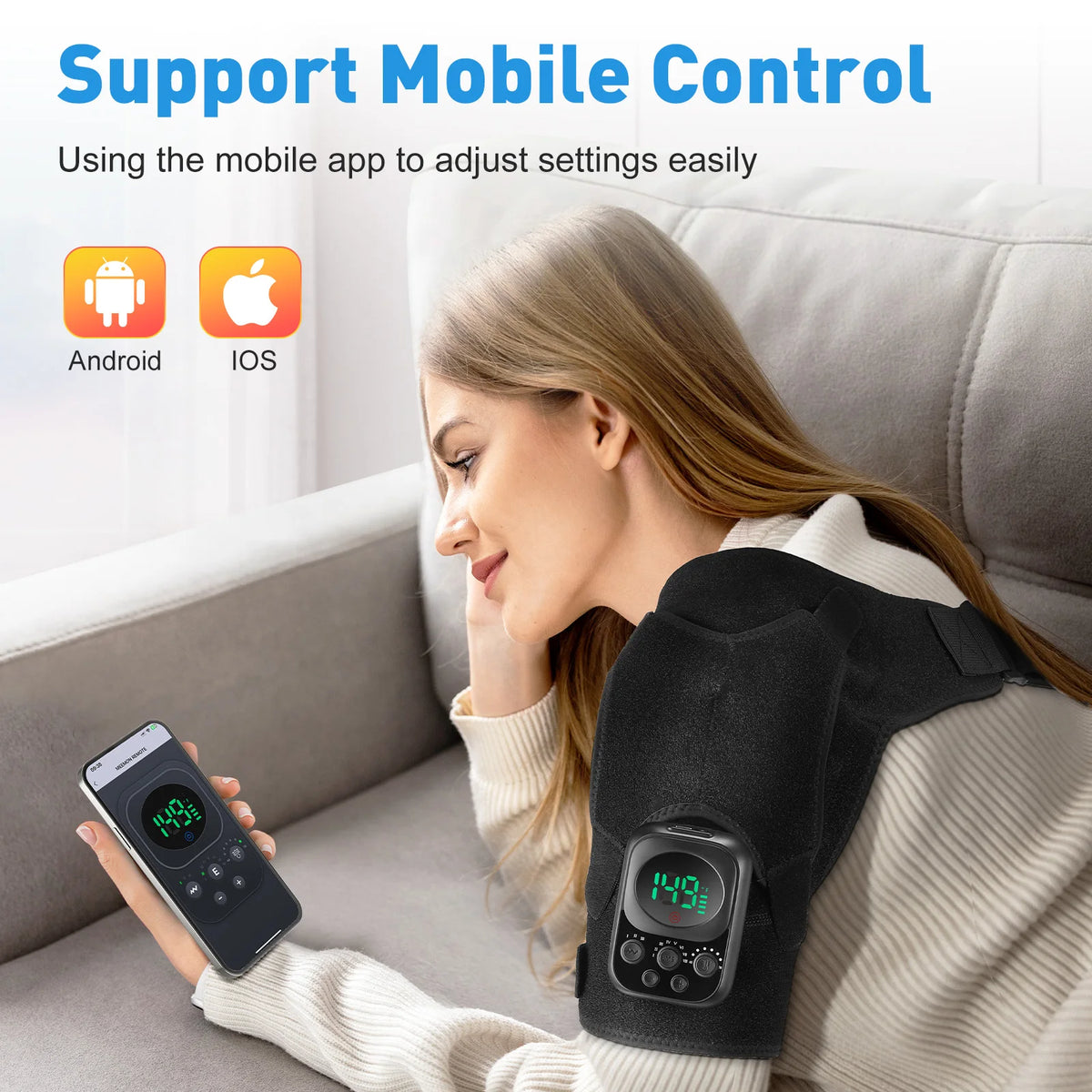 Electric Heated Shoulder Brace – Adjustable Temperature & Vibration | Muscle Relief & Blood Circulation | Men & Women