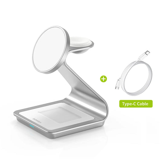3-in-1 Magnetic Wireless Charging Station – 30W | iPhone 12–17, Apple Watch & AirPods Pro