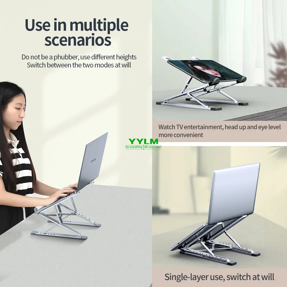 Aluminum Laptop Stand Adjustable Portable Foldable Notebook Holder Cooling