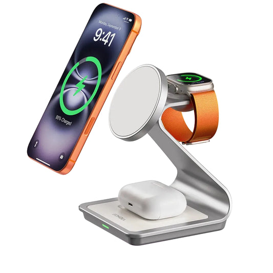 3-in-1 Magnetic Wireless Charging Station – 30W | iPhone 12–17, Apple Watch & AirPods Pro