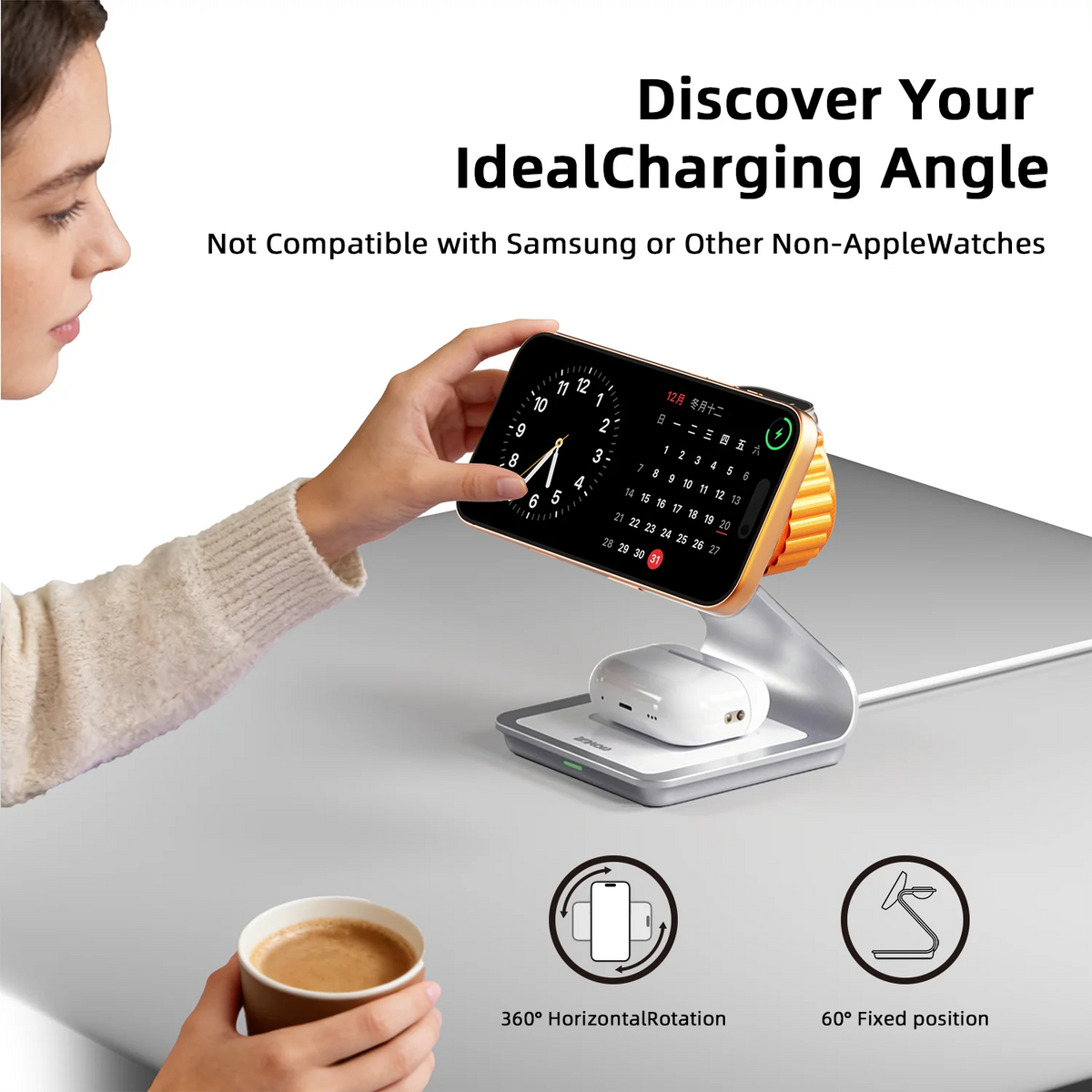 3-in-1 Magnetic Wireless Charging Station – 30W | iPhone 12–17, Apple Watch & AirPods Pro