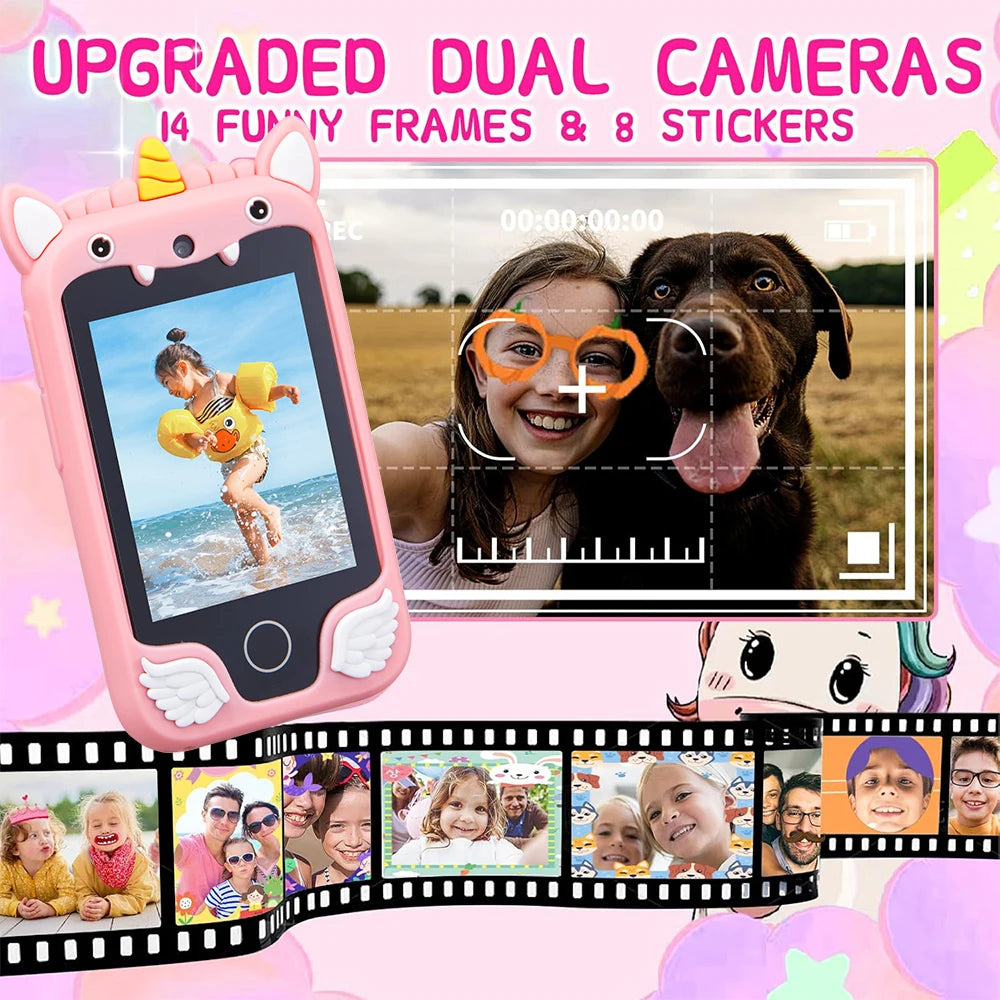 Kids Smart Camera & MP3 Player – Touchscreen | Unicorn Design | Educational Toy for Girls & Boys Age 3–8