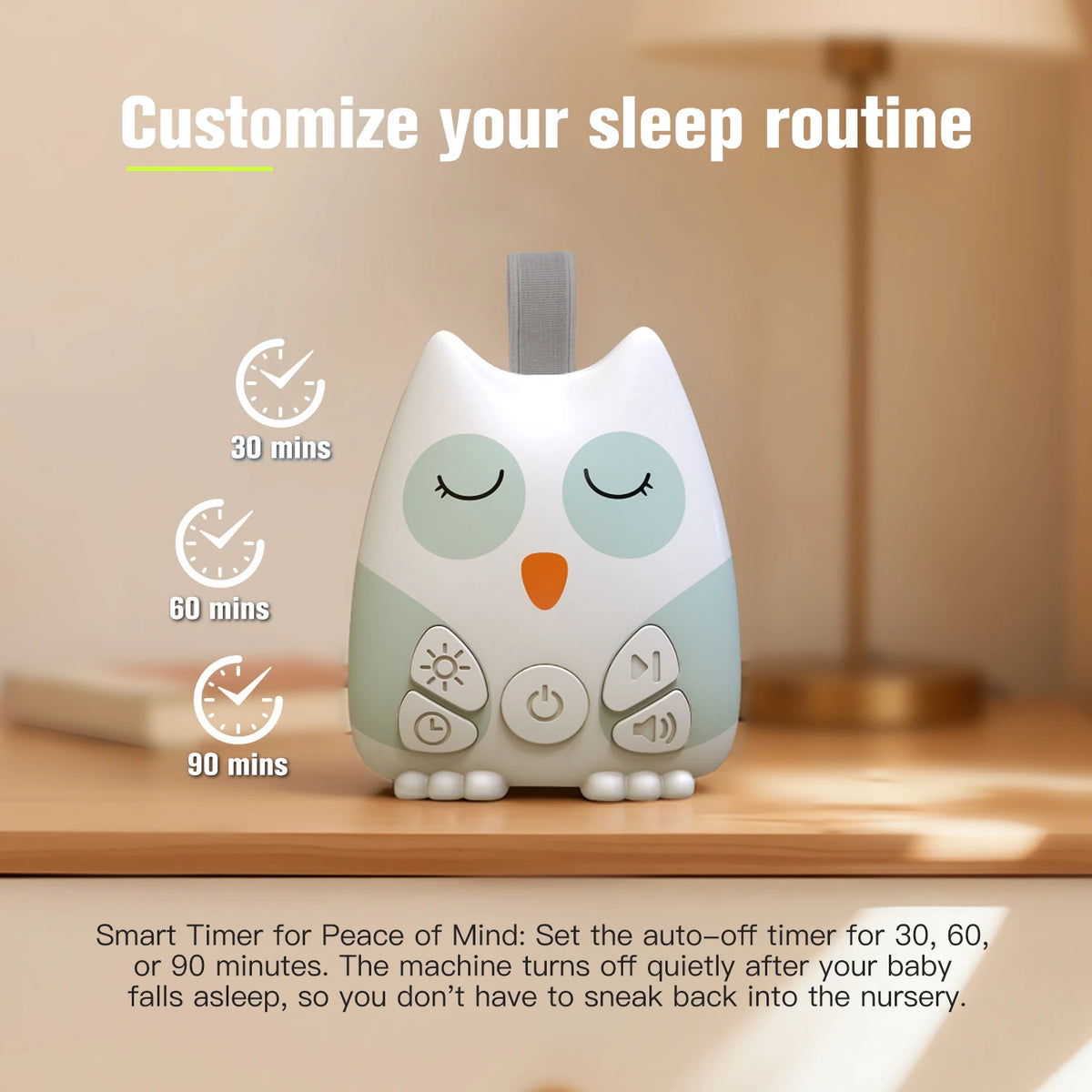 Portable White Noise Machine – 30 Soothing Sounds | Crying Sensor | Night Light | Timer | Rechargeable | Baby & Infant Sleep Aid