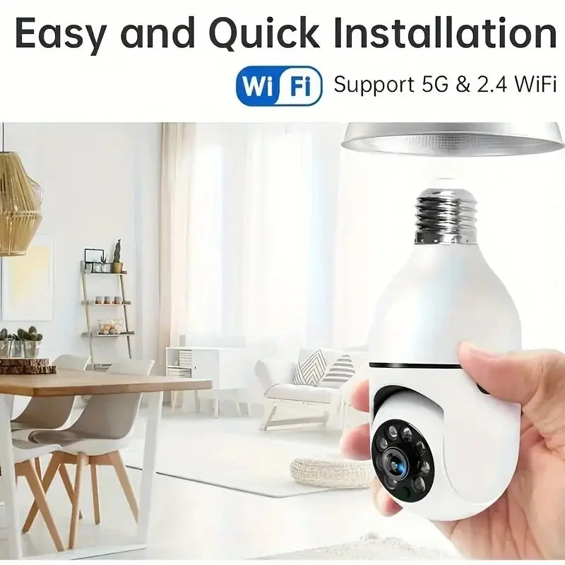 WiFi Bulb Security Camera 1080P Night Vision 360 PTZ Motion Detection Alarm