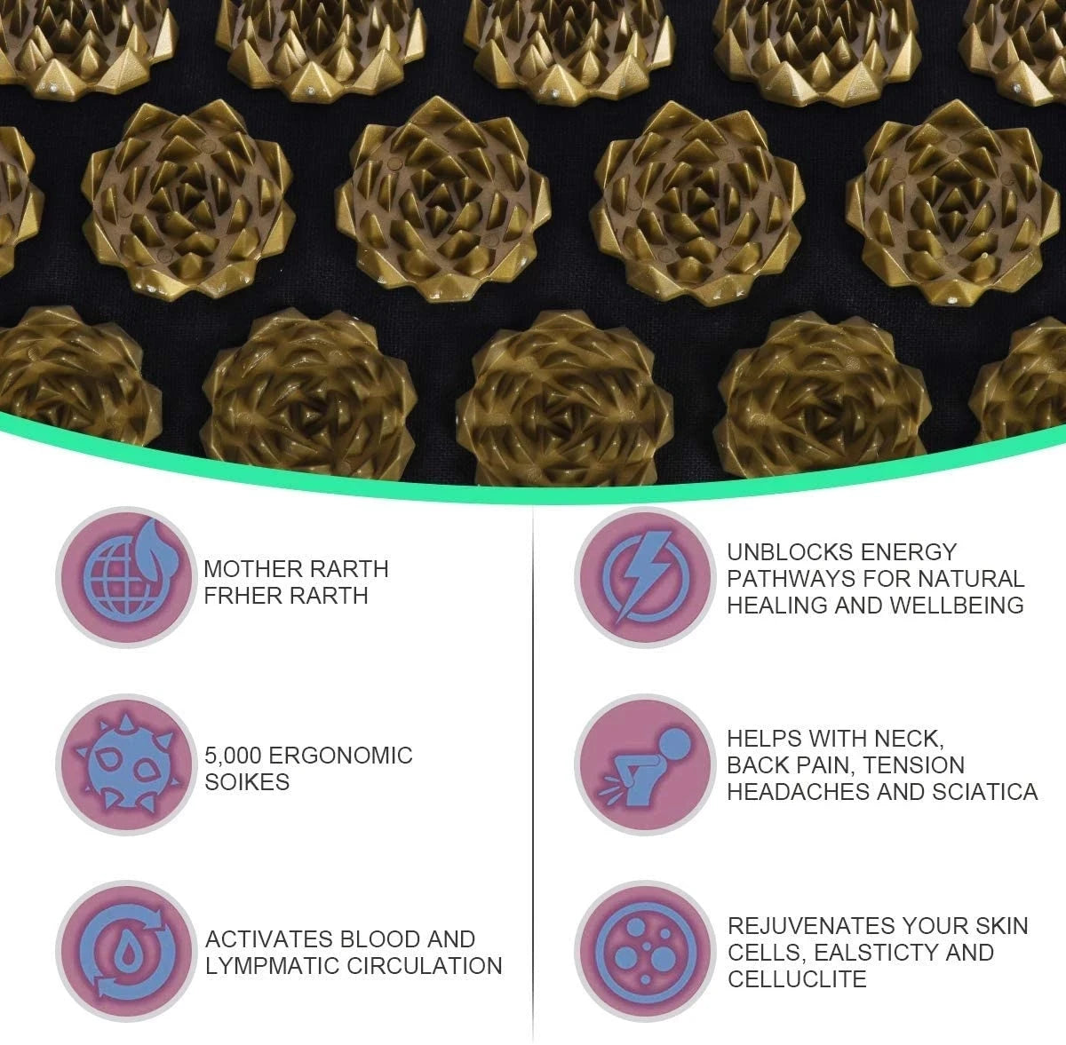 Acupressure Mat & Pillow Set – Yoga & Fitness | Spike Massage for Back, Neck & Foot Relief | Kuznetsov Applicator
