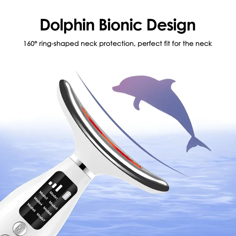 LED Light Therapy Face Neck Massager 7 Colours Vibration Skin Care Tool