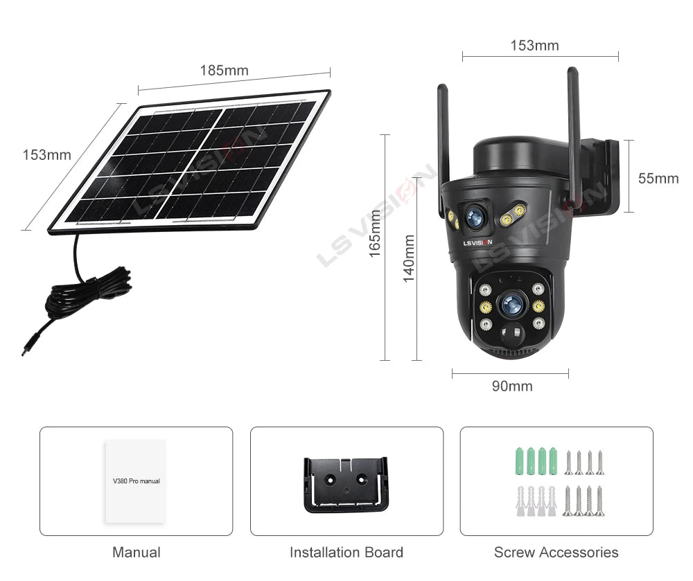 Solar Outdoor Security Camera 8MP Dual Lens – 4G & WiFi | PIR Motion Detection | Night Vision & Battery Powered